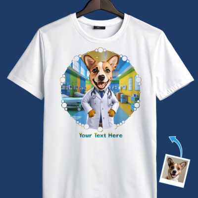 Custom Pet Doctor Gift T-Shirt for Pet-Loving Doctors, Nurses & Med Students - Premium Cotton DTG Personalized Photo Art Tee Pet www.customywear.com 2
